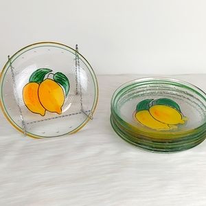 Lemon Hand Painted Glass Plates